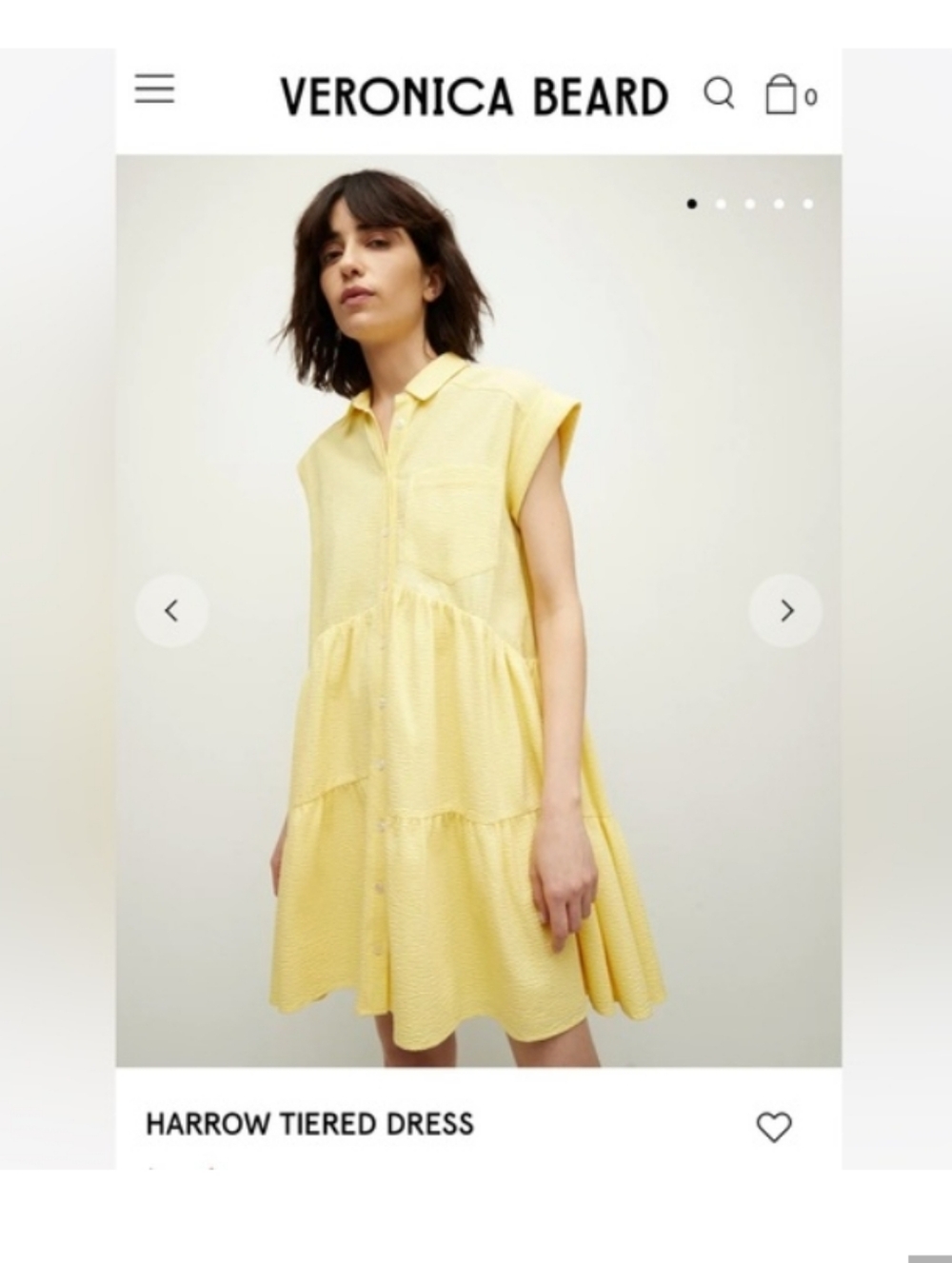 [BNWT] Veronica Beard HARROW TIERED DRESS - Pale Yellow